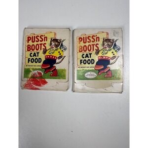 Vintage Puss n Boots Cat Food Advertising Lot Of 2 Eye‎ Glasses Cleaning Wipes